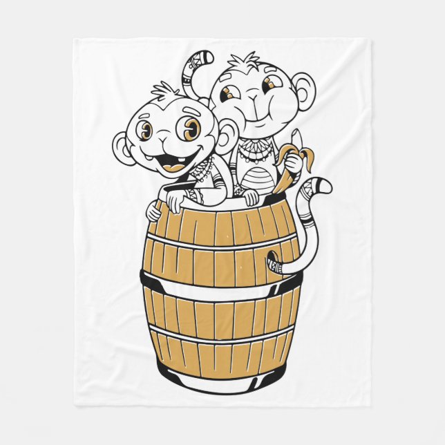 Cobertor De Velo Macaco tribal da Cartoon (Frente)