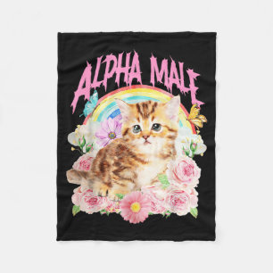 Cobertor De Velo Macho Alfa Gatinho Engraçado Arco-íris Floral Meme