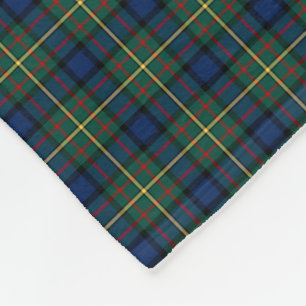 Cobertor De Velo MacLaren Clan Dark Blue, Verde e Amarelo Tartan