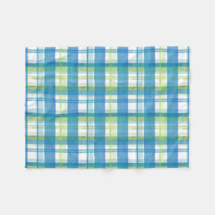 Cobertor De Velo Madras Xadrez Verde e Azul