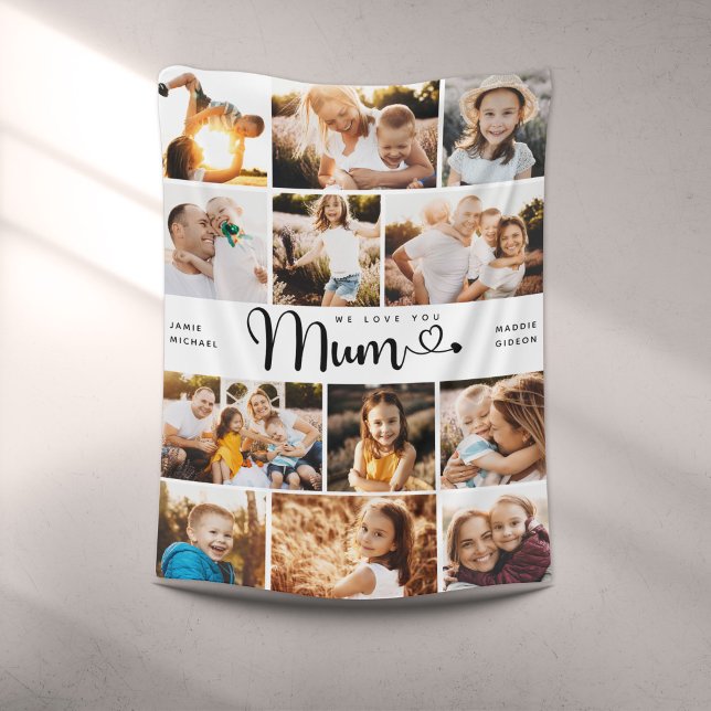 Cobertor De Velo Mãe Amo-te Corações Foto Moderna Colagem (Surprise your mum this Mother's Day with this (literally) heart warming keepsake blanket!)