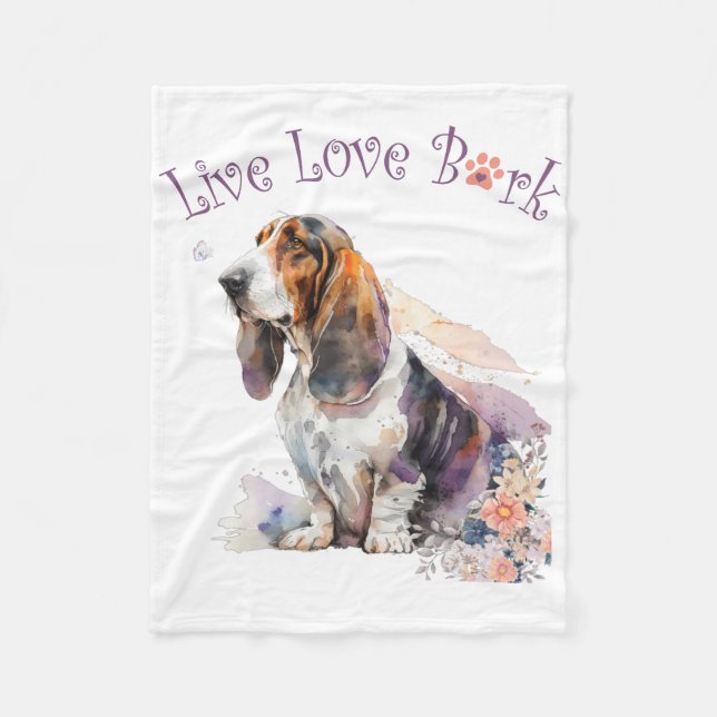 Cobertor De Velo Mãe de Basset Hound Floral (Frente)