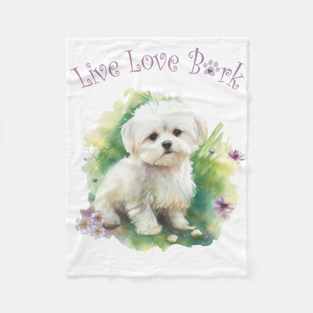 Cobertor De Velo Mãe de Bichon Floral (Frente)
