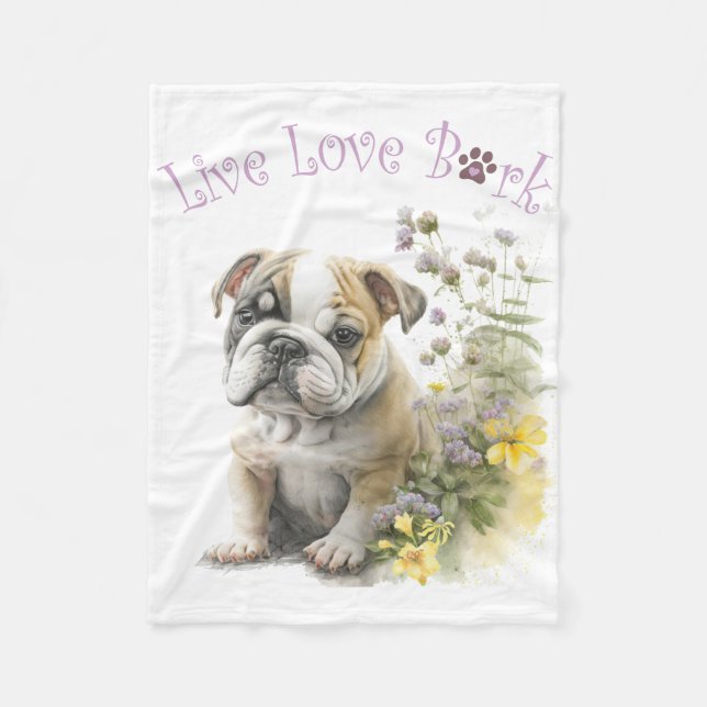 Cobertor De Velo Mãe de Bulldog Floral (Frente)