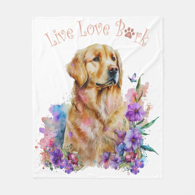 Cobertor De Velo Mãe de Cachorro Retriever Floral (Frente)