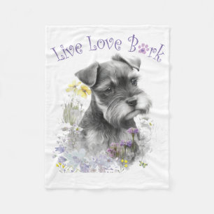 Cobertor De Velo Mãe de Cachorro Schnauzer Floral