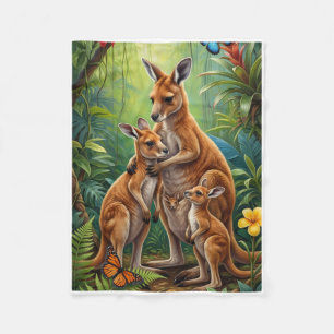 Cobertor De Velo Mãe de Canguru Fofa e Joey na Natureza Fleece Bla