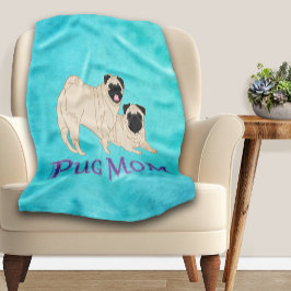 Cobertor De Velo Mãe de Pug Dois Pugs Castanhos Amante de Cães