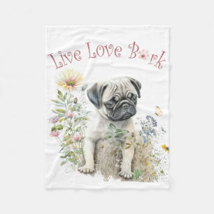 Cobertor De Velo Mãe de Pug Floral