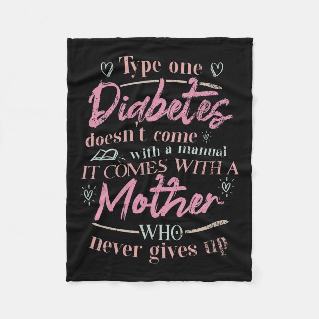 Cobertor De Velo Mãe De Uma Criança Com Diabetes T1d (Frente)