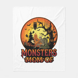 Cobertor De Velo Mãe dos Monstros Halloween Esqueleto Abóbora Coruj