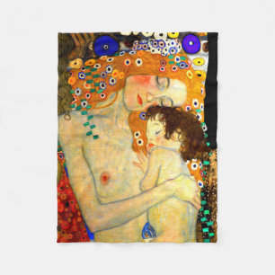 Cobertor De Velo Mãe e criança pela arte Nouveau de Gustavo Klimt
