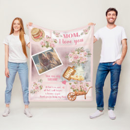 Cobertor De Velo Mãe Eu Te Amo Foto Rosa Floral | Texto do Script