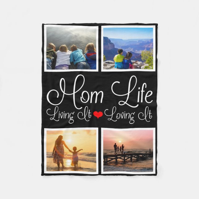 Cobertor De Velo Mãe Vida | Vivendo | Adorando Foto Preta (Frente)