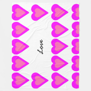 Cobertor De Velo Magenta Moderna e Monograma de Amor Cardíaco Rosa
