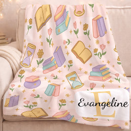 Cobertor De Velo Magia de Livros Personalizada Pastel Menina Nome R