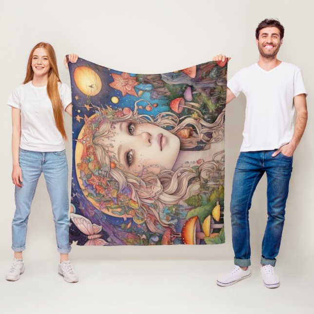 Cobertor De Velo Magia Fantasia Mística Garota Folha (In Situ)