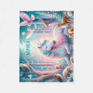 Cobertor De Velo Magic Unicorn, Nursery Baby/ Kids Nome Personaliza