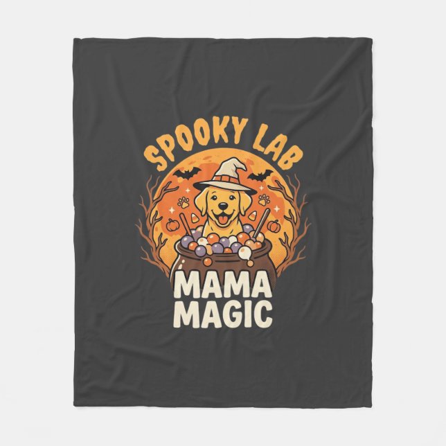 Cobertor De Velo Mágica Mãe Labrador de Halloween (Frente)