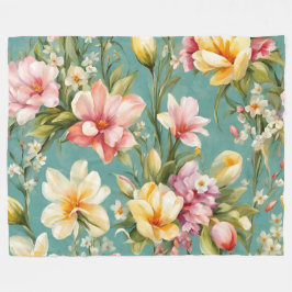 Cobertor De Velo Magnólia Amarela refinada com flores brancas