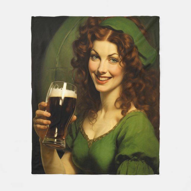 Cobertor De Velo Maiden Bebendo Beer Fantasy (Frente)