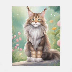 Cobertor De Velo Maine Coon Cat Art