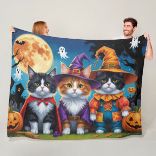 Cobertor De Velo Maine Coon Cats Pumpkin Halloween Engraçado