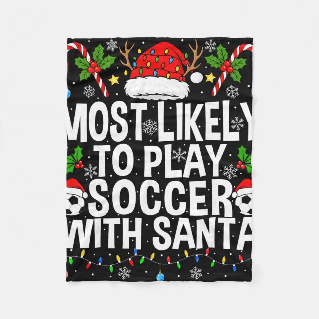 Cobertor De Velo Mais Propenso a Jogar Futebol com Papai Noel Engra (Frente)