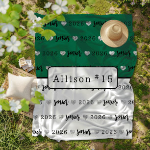 Cobertor De Velo Mais velho de voleibol personalizado verde e branc