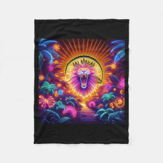 Cobertor De Velo Majestade, o Lion Neon Jungle BLANKET