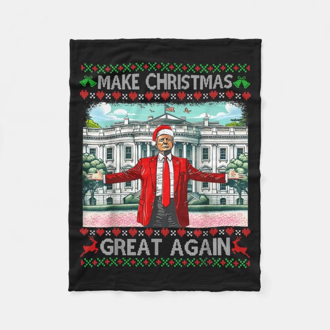 Cobertor De Velo Make Christmas Great Again Xmas Funny Trump Pajama (Frente)