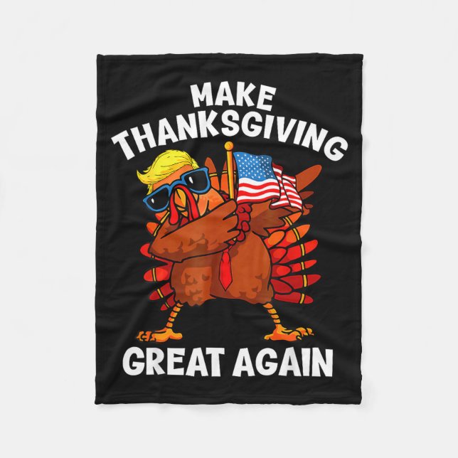 Cobertor De Velo Make Thanksgiving Great Again Dabbing Turkey Trump (Frente)