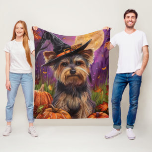 Cobertor De Velo Malandro Biewer Terrier Halloween Witch E Pumpkin