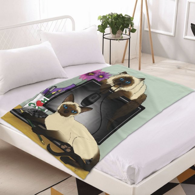 Cobertor De Velo Maldição dos Gatos de Computador Siamês (Criador carregado)
