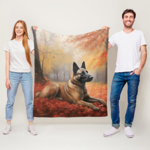 Cobertor De Velo Malinois Belga na Queda de Folhas de Outono Inspir
