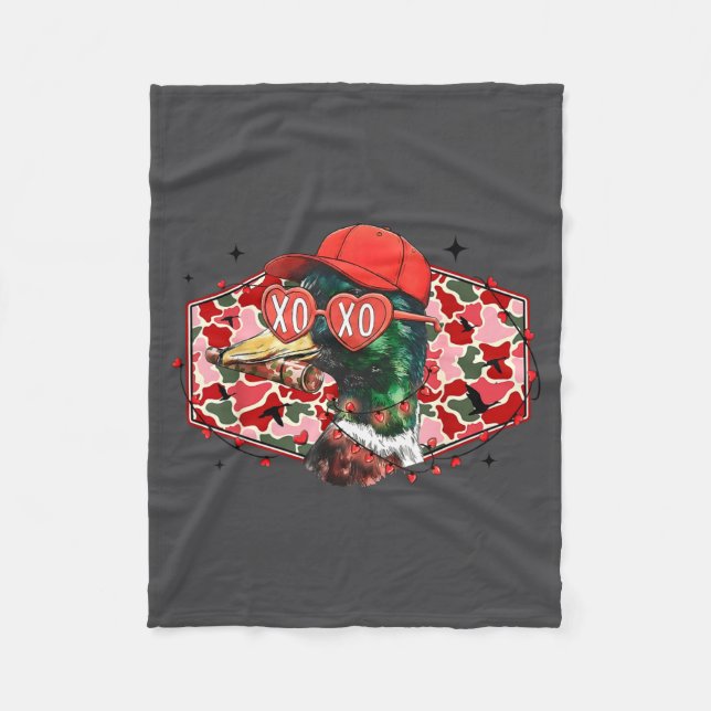 Cobertor De Velo Mallard Duck Camouflage Happy Valentine's Day Hunt (Frente)