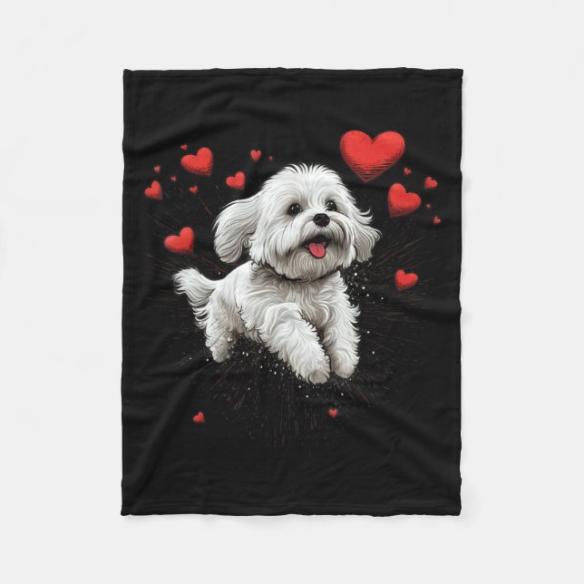 Cobertor De Velo Maltese Dog Love Heart For Valentines Day Maltese  (Frente)