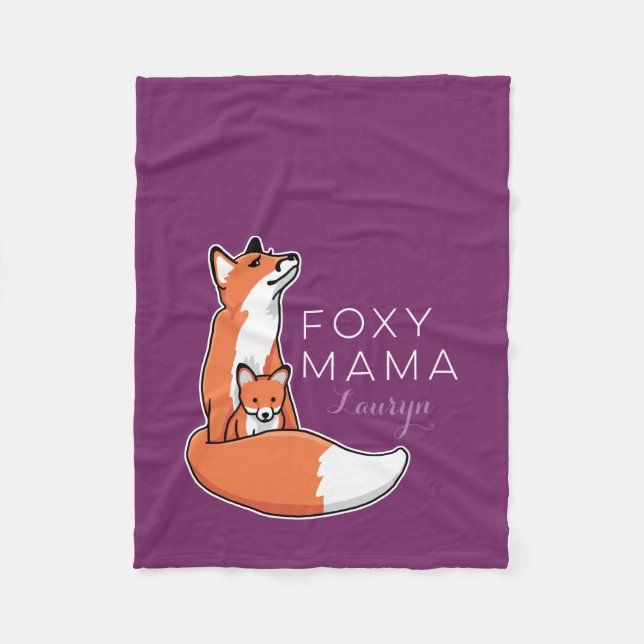 Cobertor De Velo Mama Foxy do Fox com o bebê, personalizado (Frente)