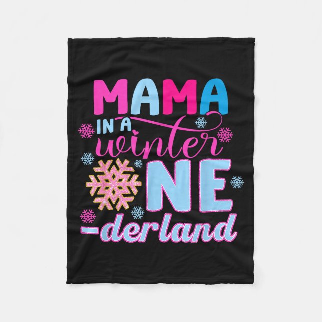 Cobertor De Velo Mama In A Winter Onederland Bday Girl Sweet Snowfl (Frente)