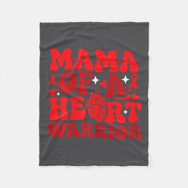 Cobertor De Velo Mama Of A Heart Warrior Chd Awareness Heart Diseas (Frente)