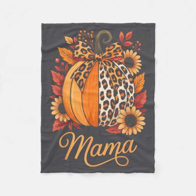 Cobertor De Velo Mama Thanksgiving Leopard Pumpkin Sunflower Coquet (Frente)