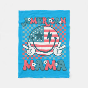Cobertor De Velo Mamãe Americana Rosto Sorridente Groovy Patriótica