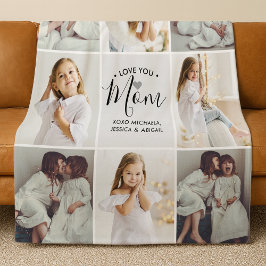 Cobertor De Velo Mamãe Amo Você Personalizado Manuscrito 8-Fotos