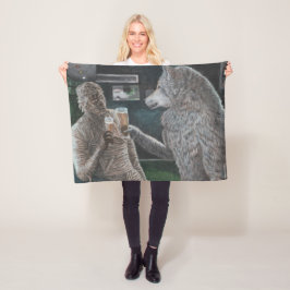 Cobertor De Velo Mamãe e Werewolf Bebendo Beer Fantasy Blanket