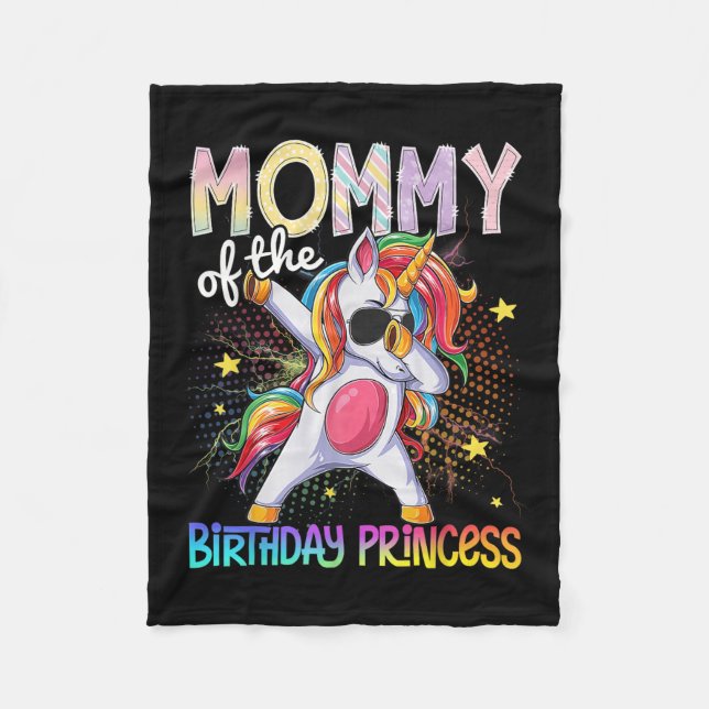 Cobertor De Velo Mamães Da Princesa De Aniversário, Unicorn Dabbing (Frente)