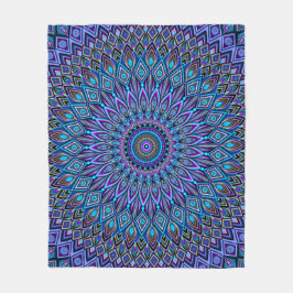 Cobertor De Velo Mandala Boho Blue Teal Purple Peacock Colorida