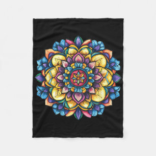 Cobertor De Velo Mandala Colorido Lótus Floral Meditação Mandala