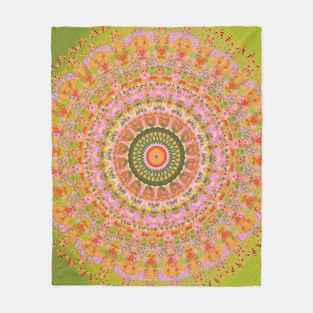 Cobertor De Velo Mandala feliz do hippy (Frente)