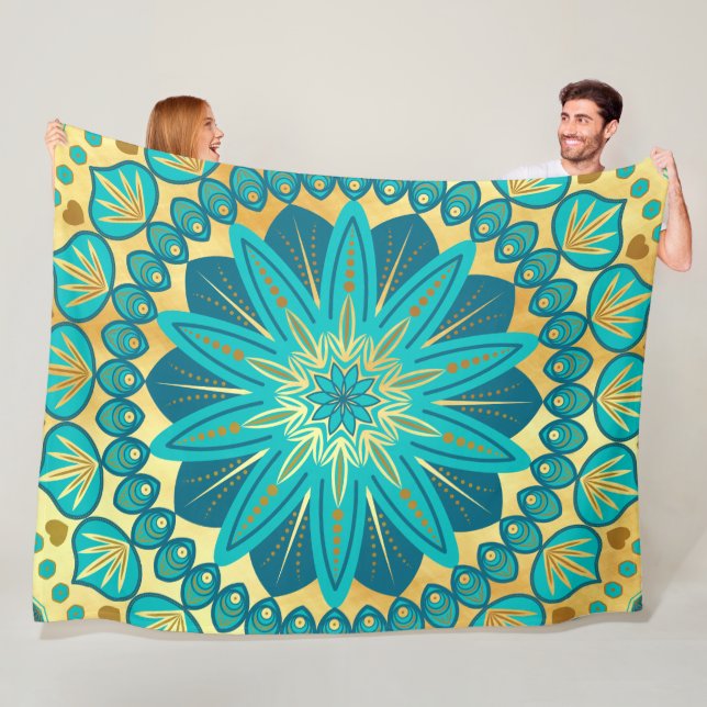 Cobertor De Velo Mandala Flor de Ouro Azul (In Situ)