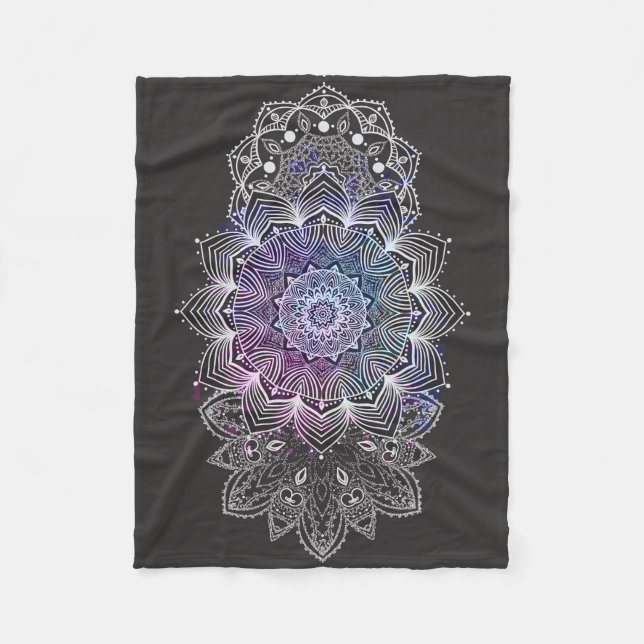Cobertor De Velo Mandala Floral Preta (Frente)